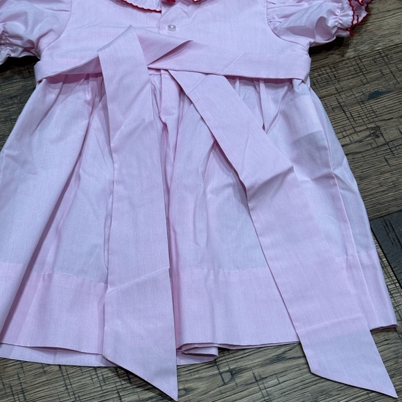 Baby Sen by Remember Nguyen Pink Dress with Smocked Reindeer Embroidery - Picture 4 of 5